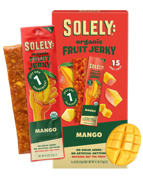 SOLELY - Organic Pineapple Fruit Jerky - 15 Individually Wrapped Strips - Fruit Leather Made from Dried Fruit - Healthy Snacks for Adults & Kids - Non GMO, Vegan Snacks - 0.8oz (23g)