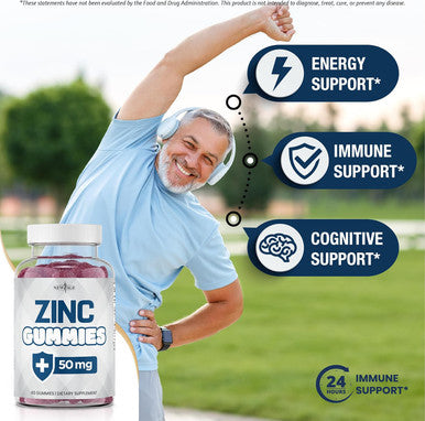 Age Zinc Gummies - 2 Pack - 50Mg High Immune Booster Zinc Supplement, Immune Defense, Powerful Natural Antioxidant, Non-Gmo - By Age, 120 Count