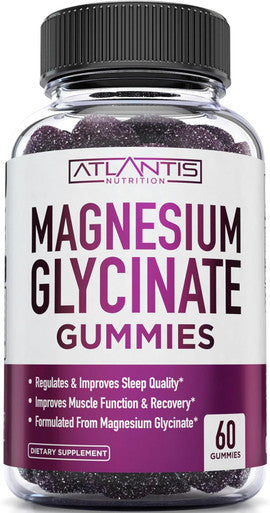 Atlantis Nutrition Magnesium Glycinate Gummies 700Mg Vegan Magnesium Glycinate For Kids & Adults Muscle Support & Enhanced Sleep - Delicious Grape Flavor - For Whole Family - 60 Count