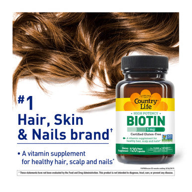 Country Life Biotin High Potency 5Mg 120 Count