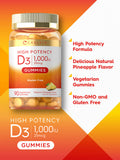 Carlyle Vitamin D3 1000Iu Gummies | 90 Count | Vegetarian, Non-Gmo, And Gluten Free Vitamin D Supplement | Natural Pineapple