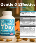 Atlantic Naturals Sea Moss 7Day Colon and Gut Purification Golden Flax Seeds Psyllium Husk Senna Powder for Women and Men Pineapple Flavor Drink Mix (14 oz)