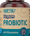 Deva Vegan Probiotic with FOS Prebiotics Supplement - 2 Billion CFU with 100 MG of Prebiotics Per Serving for Men & Women - Non-Dairy Gluten - Naturally Shelf Stable - 90 Capsules
