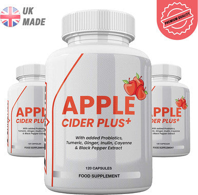 Apple Cider Vinegar Capsules - Apple Cider Vinegar Complex Boosted with Probiotics, Turmeric, Ginger, Inulin & Cayenne Pepper - Apple Cider Vinegar UK Made