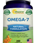 Purified Omega 7 Fatty s - 200 Capsules - from Sea Buckthorn, XL Vitamin Supplement, No Fish Burp, Vegan Omega-7 Palmitoleic , Compare to Omega 3 6 9 for Complete Weight Loss Results