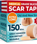 Medical Grade Silicone Scar Tape - 1.6 X150 - Visible Difference On Surgical & Keloid Scars - Reusable Silicone Scar Sheets - Easy To Use Silicone Tape For Scars