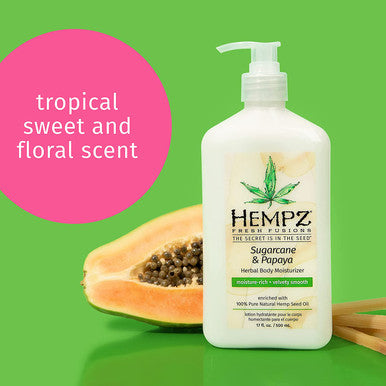 Hempz Herbal Body Moisturizer for Women with 100% Pure Hemp Seed Oil, Sugarcane & Papaya, 17 fl. oz. - Moisturizing Lotion with Shea Butter, Vitamins A, B & C, for Dry Skin - Premium Womens Lotion