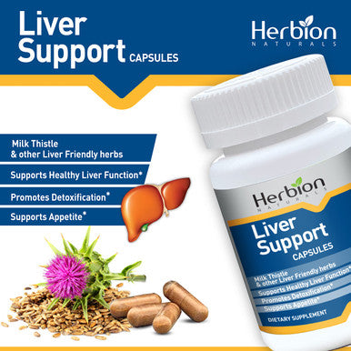 Herbion Naturals Liver Support Herbal Blend with Milk Thistle Supports Healthy Liver Function Promotes Detoxification Supports Appetite 60 Vegicaps