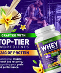 Built Nature Whey Protein Powder - 100% Pure Whey Shake With Whey Isolate, 26G Protein, No Bloating, Mixes Smooth, No Clumps Or Chunks - High Protein, Low Sugar Drink - Natural Vanilla Flavor - 24 Servings