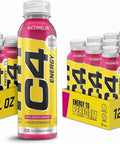 C4 Energy Non-Carbonated Zero Sugar Energy Drink, Pre Workout Drink + Beta Alanine, Fruit Punch, 12 Fl Oz (Pack of 12)