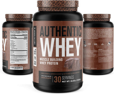 Authentic Whey Muscle Building Whey Protein Powder Low Carb NonGMO No Fillers Mixes Perfectly Chocolate Flavor