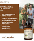 Naturewise Ashwagandha For Stress | Calming Ksm-66 Herbal Supplement Extract + Gaba, L-Theanine, Rhodiola Rosea, Light Brown, 60