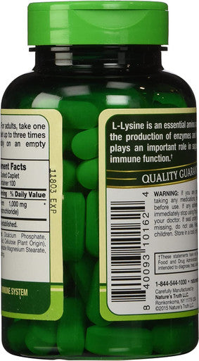 Nature's Truth, LLysine 1000 mg Capsules, 100 Count