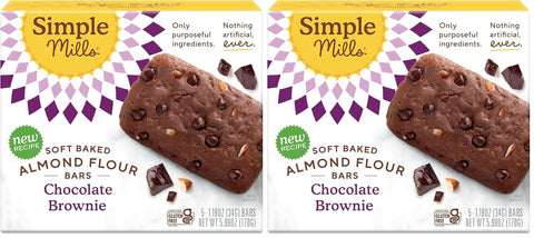 Simple Mills Soft Baked Dark Chocolate Almond Flour Bars, 5 ct, 1.19 oz each