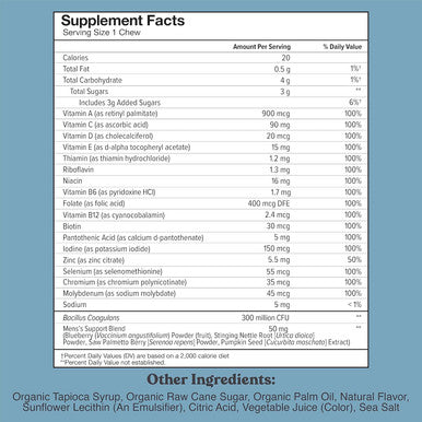 Chewsy Men'S Multivitamin Chews, Immune & Energy Support, Vitamin A, B12, C, D3, E, Folic Acid, Probiotics, Saw Palmetto, Zinc, Adult Chewable Vitamin, Individually Wrapped Chews, 30-Day Supply (1)