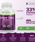 Purely Holistic Grape Seed Extract 400Mg + Tart Cherry Extract And Celery Seed Bundle - 430 Vegan Capsules - Made In Usa
