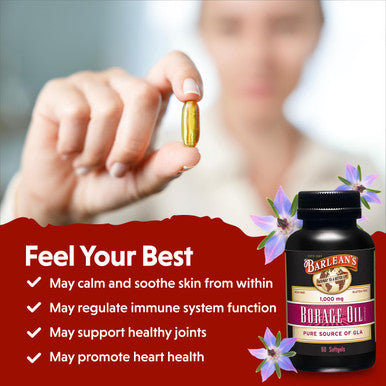 Barlean's Organic Oils Borage Oil 1000 Mg 60 Count Bottle