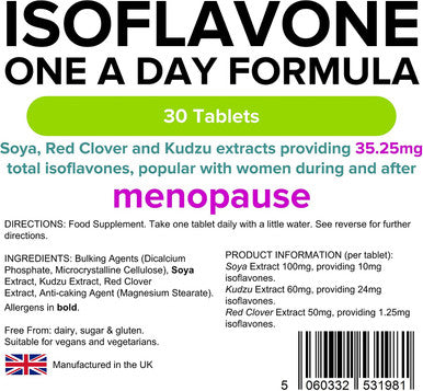 Lindens SOYA Isoflavones | 30 1-A-DayTablets | Red Clover, Kudzu, Menopause, Hormone Balance | Vegan Formula (1 Months Supply) | Made in The UK, Letterbox Friendly