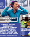 N1N Premium 7 in 1 Immune Support Supplement 100 USDA Organic Daily Immune Boost with Vitamin C Elderberry Moringa Leaf Oregano and Garlic for Immunity and Inflammatory Response 90 Tablets