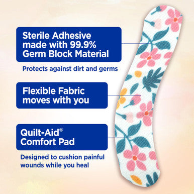 Band-Aid Brand Flexible Fabric Bandages, Wildflower, Assorted, 30 Ct