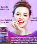 Resveratrol Gummies 1500Mg - Sugar Resveratrol Supplement With Quercetin, Grape Seed, Acai Berries Extracts Support Antioxidant, Healthy Aging & Longevity, Skin, Joint, Brain Wellness - 2Pack