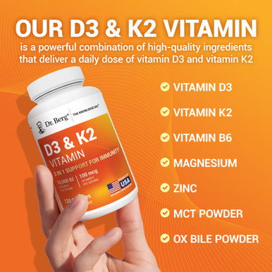 Dr. Bergs Vitamin D3 and K2 10,000 iu 120 Capsules