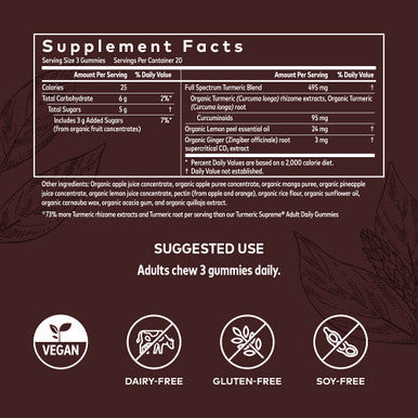 Gaia Herbs Turmeric Supreme Extra Strength Gummies - Supports Inflammation Relief to Help Maintain an Active Lifestyle - Turmeric Gummies with Black - 60 Vegan Organic Gummies