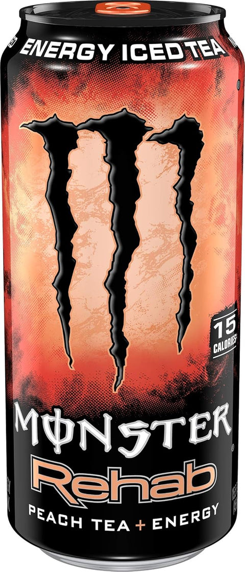 Monster Rehab Tea + Lemonade + Energy, Energy Drink 15.5 Ounce | Energy Iced Tea, Pack of 15