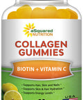 Collagen Gummies with Biotin, Zinc, Vitamin C & E - Collagen Protein Supplements for Women & Men - Alternative to Collagen Peptides Powder, Pills & Capsules - Hair, Skin & Nails - 60 Gummy Ct