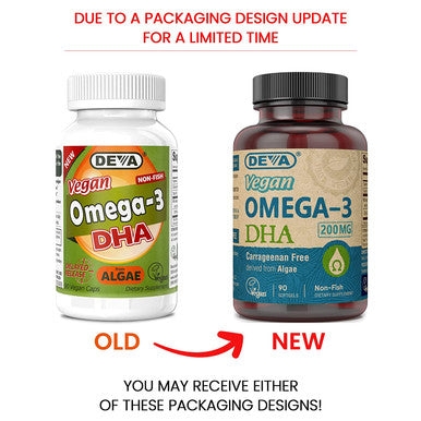 DEVA Vegan Vitamins Vegan DHA (Algae) 200mg Vegan Softgels, 90-Count Bottle