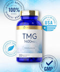 Carlyle TMG 1400mg | 200 Trimethylglycine Quick Release Capsules | Non-GMO & Gluten Supplement