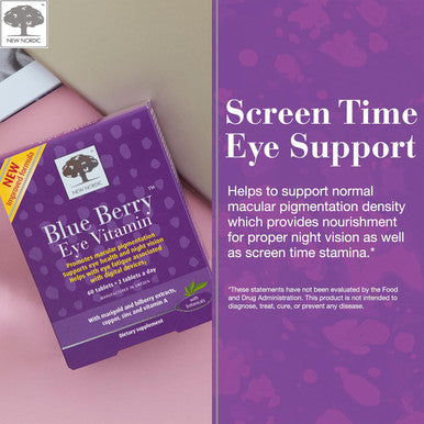 Nordic Blue Berry Eye Vitamin Lutein Supplement With Zinc, Supports Macular Pigmentation, Eye & Vision Function, 60 Tablets (Pack Of 1)