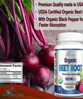 YUMMYVITE Organic Beet Root Powder 1350Mg With Black Pepper 60 Tablets