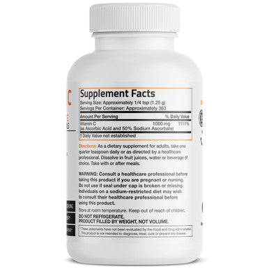 Buffered Vitamin C Powder Ascorbic Acid Buffered With Sodium Ascorbate Soluble Fine Crystals Promotes Healthy Immune System And Cell Protection Powerful Antioxidant 1 Pound (16 Ounces)