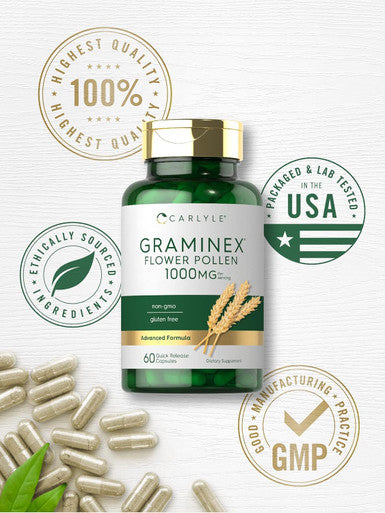 Carlyle Graminex Flower Pollen Extract | 1000 mg | 60 Capsules | Non-GMO & Gluten