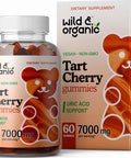 Wild & Organic Tart Cherry Gummies - Uric Support and Joint Support Supplement with Vitamin C | Substitute to Tart Cherry Extract Capsules, Pills, Juice or Powder | Vegan, | 60 Chews