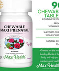 Maxi Health Chewable Prenatal Vitamin - Over 25 Essential Vitamins and Minerals - Doctor Formulated for Pregnant and Lactating Women - 90 count