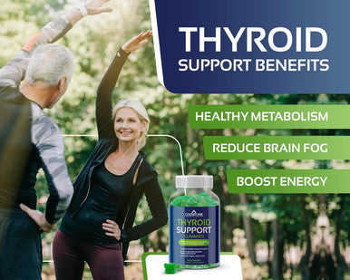 Thyroid Support Gummies For Women & Men - Non-Gmo, Vegan, Gluten-Free, With Iodine, Kelp, Ashwagandha, Zinc, Selenium And More - Natural Apple Flavor Thyroid Gummies Supplement For Hypothryoidism