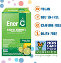 Ener-C Lemon Lime Multivitamin Drink Mix Powder Vitamin C 1000Mg & Electrolytes With Real Fruit Juice Natural Energy & Immune Support For Women & Men - Non-Gmo Vegan & Gluten - 60 Count