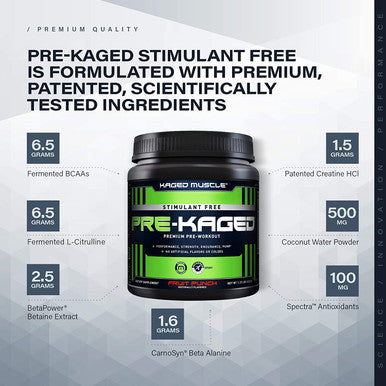 Kaged Muscle Stimulant Free Pre Workout Powder Preworkout for Men & Women, Delivers Increased Strength, Cherry Bomb, 20 Servings