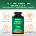 Life's Fortune Liposomal Vitamin C 2100 mg Fast Acting Absorption Higher Bioavailability Supporting Immune System High Antioxidant Supplement Formula Collagen Booster 180 Capsules