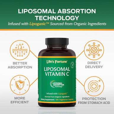 Life's Fortune Liposomal Vitamin C 2100 mg Fast Acting Absorption Higher Bioavailability Supporting Immune System High Antioxidant Supplement Formula ÃƒÂ¢Ã¢â€šÂ¬Ã¢â‚¬Å“ Collagen Booster ÃƒÂ¢Ã¢â€šÂ¬Ã¢â‚¬Å“ 180 Capsules