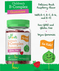 Carlyle Kids B Complex Gummies 90 Count with Vitamin B1 B2 B6 B12 and Ashwagandha Extract Peach Raspberry Flavor Vegan NonGMO and Gluten Free Supplement Lil' Sprouts