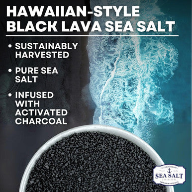 Sea Salt Superstore Black Salt Hawaiian-Style Black Lava Sea Salt Black Sea Salt with Activated Charcoal Black Hawaiian Sea Salt for Cooking & Finishing 14 oz Bag