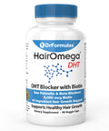 DrFormulas DHT Blocker for Men and Women | HairOmega Advanced Hair Growth Supplements with Biotin 5000 mcg | Hair Loss Vitamins Pills, 45 Day Supply