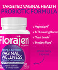 Florajen Women's Triple-Action Probiotic - Prebiotic + Probiotic + Cranberry for Vaginal Digestive & Immune Support - Fast-Acting - Clinically-Studied - Gluten-Free & Vegan - 30-Count