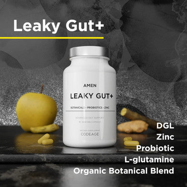 Amen Leaky Gut Supplement - Advanced Formula With Bioavailable L Glutamine, Zinc, Turmeric, Dgl Licorice Root - Marshmallow Root - Probiotics & Fermented Prebiotics - Vegan, Non-Gmo - 90 Capsules