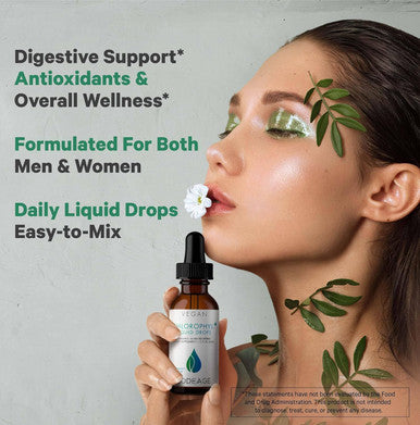Codeage Chlorophyll Liquid Drops Supplement - Vegan Chlorophyll 50 mg per Serving Liquid Chlorophyll Water Organic Peppermint Flavor Clorofila Drink - Non-GMO Gluten- Vegan - 2 fl oz