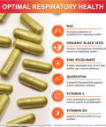 Nac 600Mg Black Seed 500Mg Zinc Picolinate Quercetin Vitamin C Vitamin D3 Respiratory Support (Pack Of 1 Bottle At 120-Caps)