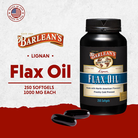 Barlean'S Lignan Flaxseed Oil Softgels Cold-Pressed Flax Seed Supplement With 1550 Mg Ala Omega-3 Fatty Acids For Joint & Heart Health 1000Mg 250 Ct